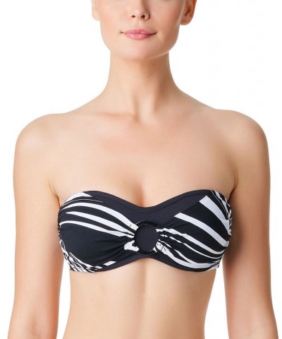 Women's New Wave Convertible Bandeau Bikini Top Black $48.06 Swimsuits