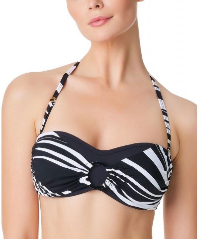 Women's New Wave Convertible Bandeau Bikini Top Black $48.06 Swimsuits