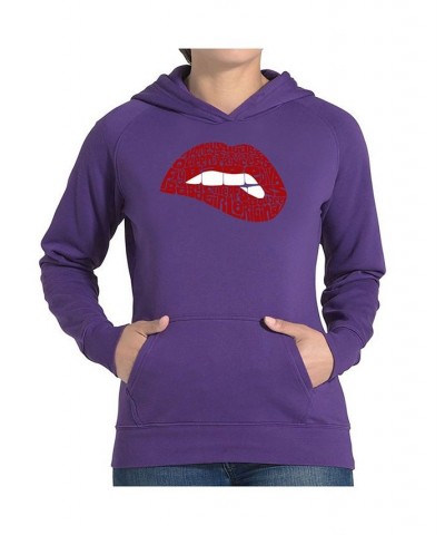 Women's Word Art Hooded Sweatshirt -Savage Lips Black $28.80 Sweatshirts