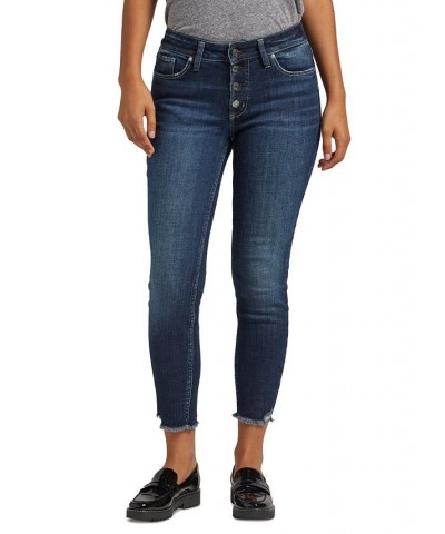 Women's Suki Mid-Rise Button-Fly Cropped Skinny Jeans Indigo $34.44 Jeans