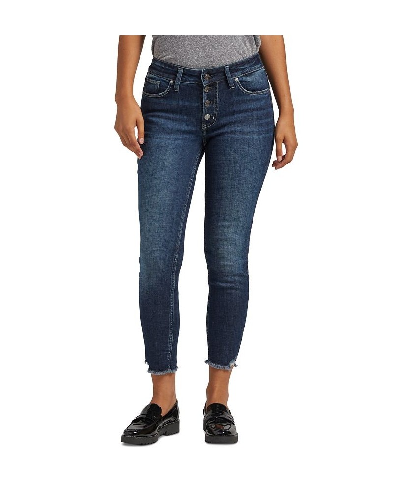 Women's Suki Mid-Rise Button-Fly Cropped Skinny Jeans Indigo $34.44 Jeans