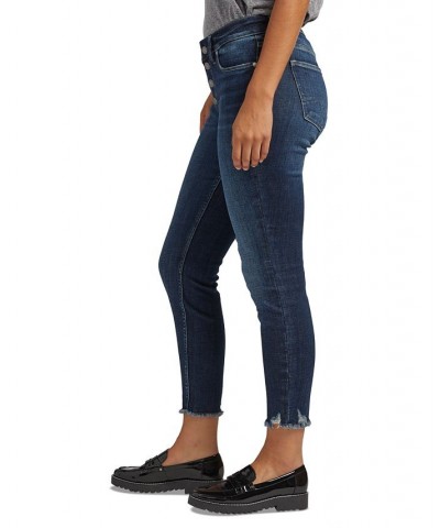 Women's Suki Mid-Rise Button-Fly Cropped Skinny Jeans Indigo $34.44 Jeans