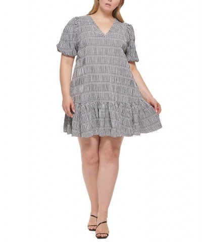 Plus Size Gingham Trapeze Dress Black/white $36.12 Dresses