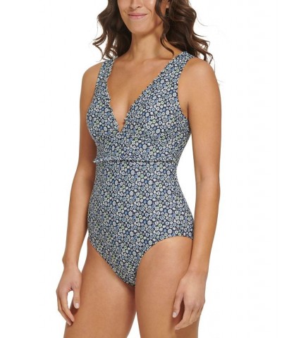 Women's Floral-Print Ruffled One-Piece Swimsuit Ditsy Sky Captain Multi $47.52 Swimsuits