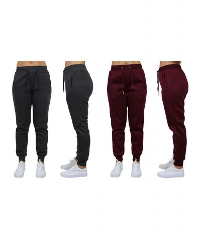 Women's Loose Fit Fleece Jogger Sweatpants Pack of 2 Charcoal - Burgundy $27.00 Pants