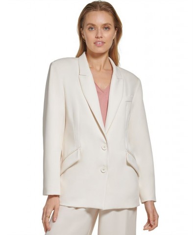 Women's Peak Lapel Two-Button Long-Sleeve Blazer Ivory/Cream $39.48 Jackets