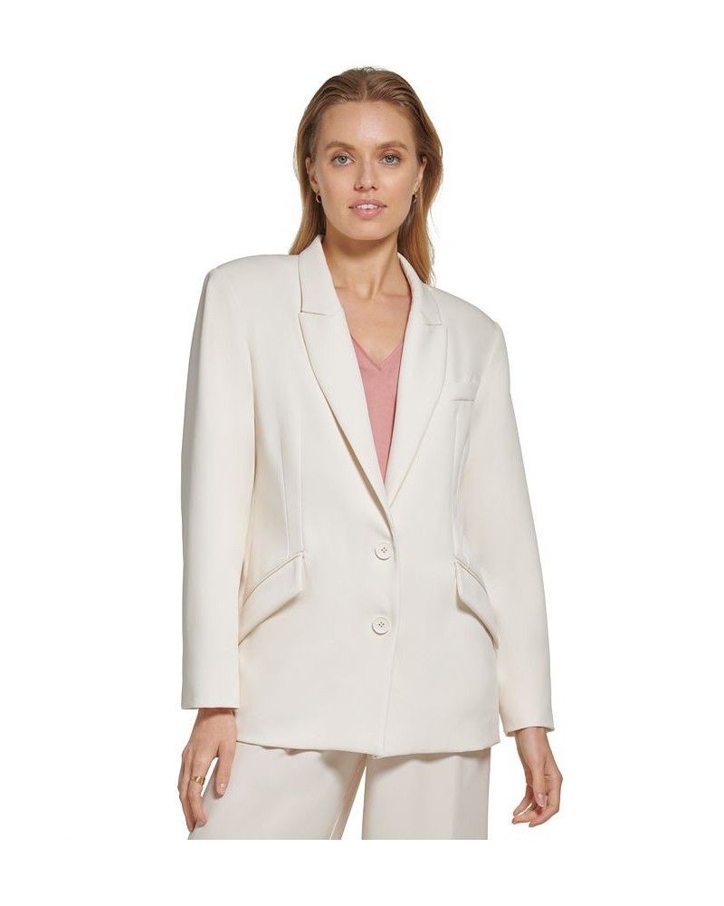 Women's Peak Lapel Two-Button Long-Sleeve Blazer Ivory/Cream $39.48 Jackets