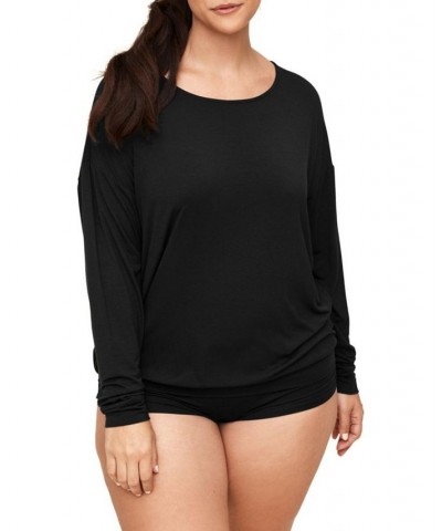 Lyanna Women's Plus-Size Pajama Top & Short Pajama Set Black $28.18 Sleepwear