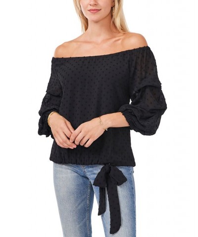 Clip-Dot Off-The-Shoulder Top Rich Black $41.87 Tops