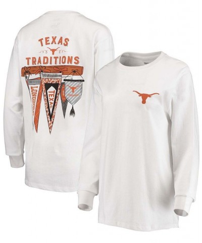 Women's White Texas Longhorns Traditions Pennant Long Sleeve T-shirt White $29.69 Tops