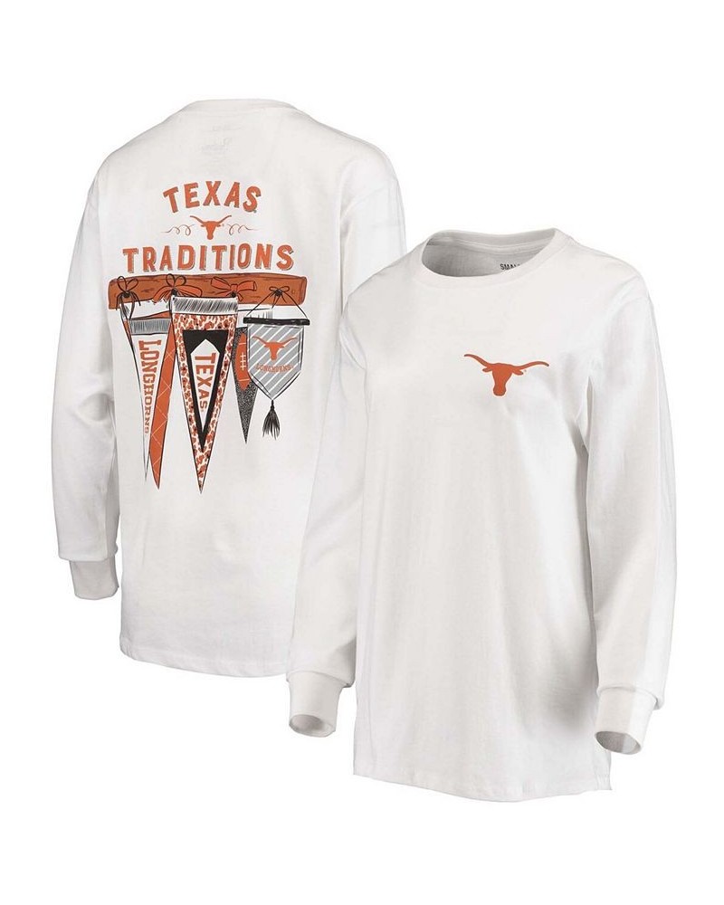 Women's White Texas Longhorns Traditions Pennant Long Sleeve T-shirt White $29.69 Tops