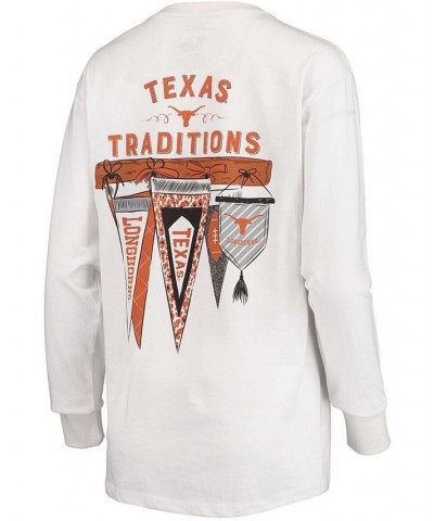 Women's White Texas Longhorns Traditions Pennant Long Sleeve T-shirt White $29.69 Tops