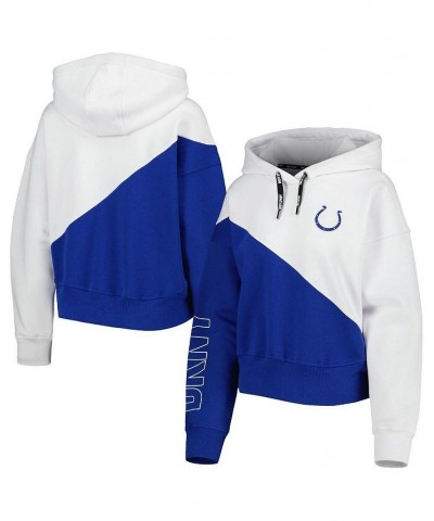 Women's White Royal Indianapolis Colts Bobbi Color Blocked Pullover Hoodie White, Royal $42.30 Sweatshirts