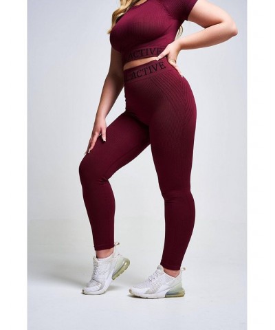 Women's Avira Panel recycled Seamless Legging - Burgundy Red $31.20 Pants