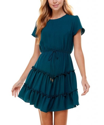 Juniors' Ruffle Tier Fit & Flare Dress Teal $24.19 Dresses