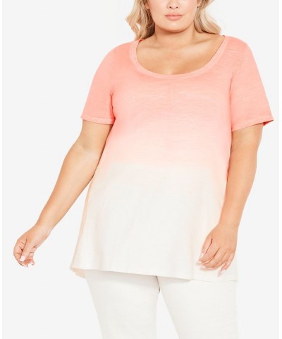 Plus Size Swing Trim Tie Dye Top Coral Tie Dye $23.03 Tops