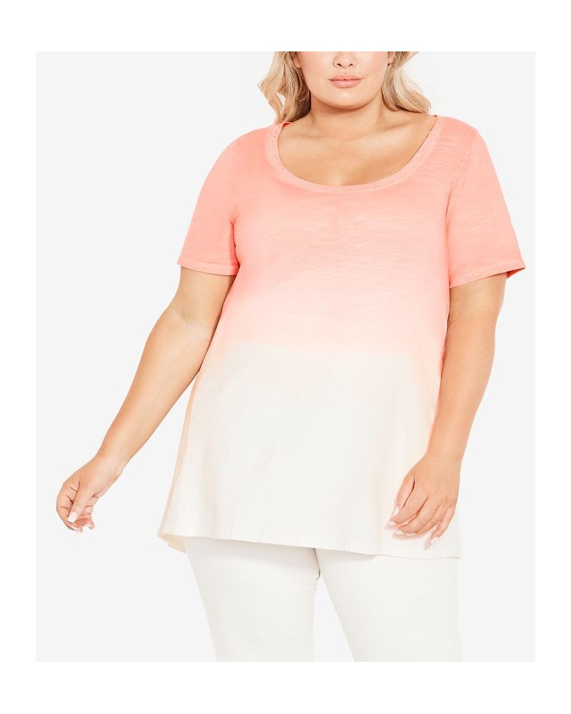 Plus Size Swing Trim Tie Dye Top Coral Tie Dye $23.03 Tops