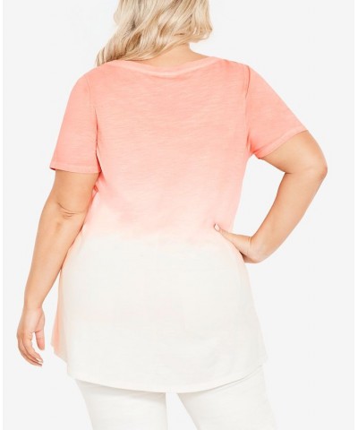 Plus Size Swing Trim Tie Dye Top Coral Tie Dye $23.03 Tops