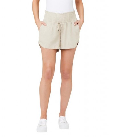 Indi Linen Shirred Short Natural $42.63 Skirts