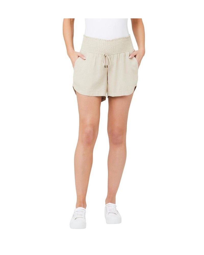 Indi Linen Shirred Short Natural $42.63 Skirts