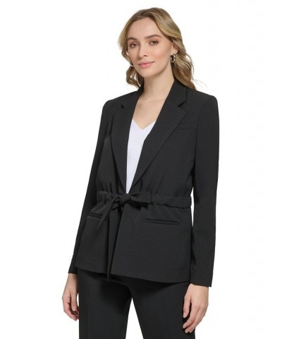 Women's Tie Waist Blazer Black $66.11 Jackets