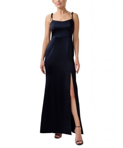 Women's Spaghetti-Tie-Shoulder-Strap Gown Dark Navy $53.41 Dresses