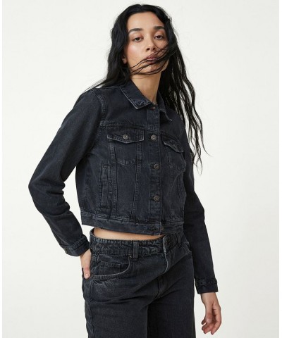 Women's Girlfriend Denim Jacket Graphite Black $27.49 Jackets