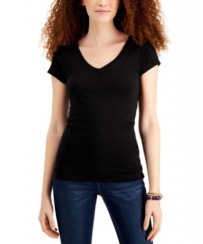 Juniors' V-Neck T-Shirt Black Beauty $9.60 Tops