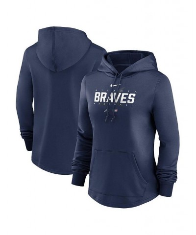 Women's Navy Atlanta Braves Authentic Collection Pregame Performance Pullover Hoodie Navy $48.44 Sweatshirts