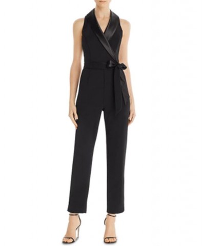 Collared Tuxedo Jumpsuit Black $50.88 Pants