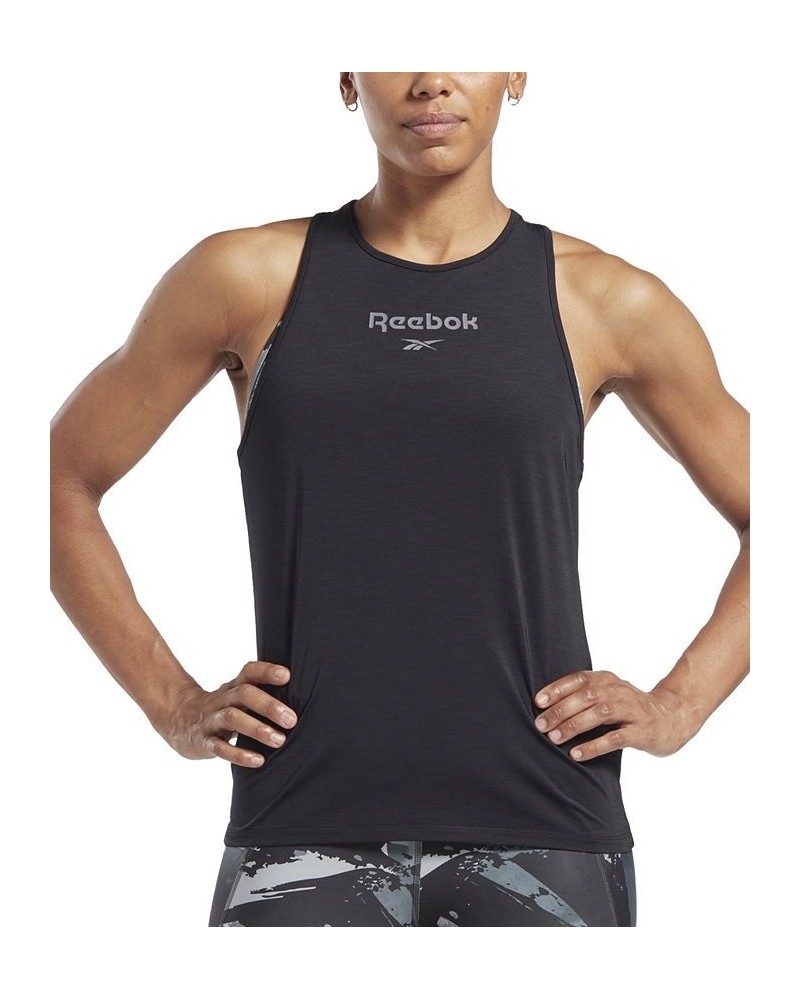 Women's ACTIVCHILL Graphic Tank Top Black $24.75 Tops