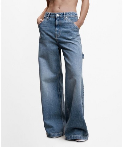 Women's Low Waist Wide leg Jeans Dark Vintage-Like Blue $44.10 Jeans