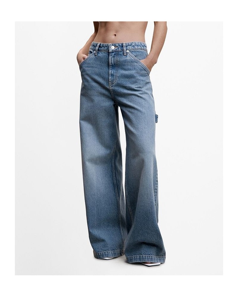 Women's Low Waist Wide leg Jeans Dark Vintage-Like Blue $44.10 Jeans