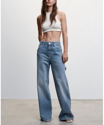 Women's Low Waist Wide leg Jeans Dark Vintage-Like Blue $44.10 Jeans