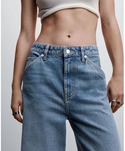 Women's Low Waist Wide leg Jeans Dark Vintage-Like Blue $44.10 Jeans