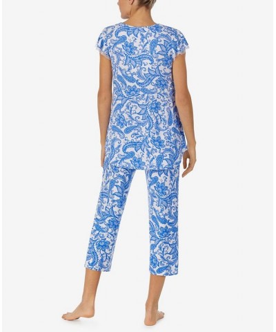 Women's Short Sleeve Pajama Set 2 Piece Peri Paisley $44.00 Sleepwear