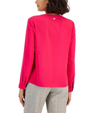 Women's Pleated-Front Blouse Pink $30.54 Tops