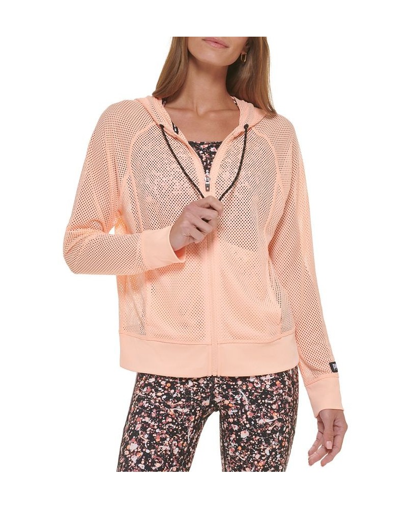 Women's Solid-Color Mesh Relaxed Zip Hoodie Clementine $21.89 Sweatshirts