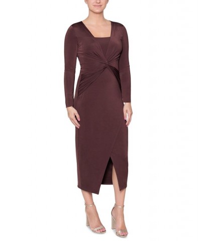 Women's Onyx Twisted-Front Dress Chocolate $31.64 Dresses