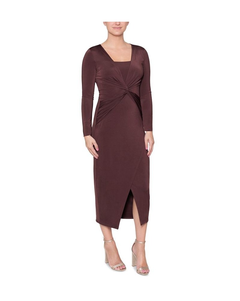 Women's Onyx Twisted-Front Dress Chocolate $31.64 Dresses