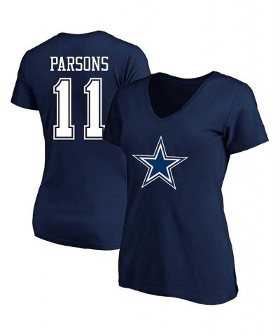 Women's Branded Micah Parsons Navy Dallas Cowboys Plus Size Player Name and Number V-Neck T-shirt Navy $26.51 Tops