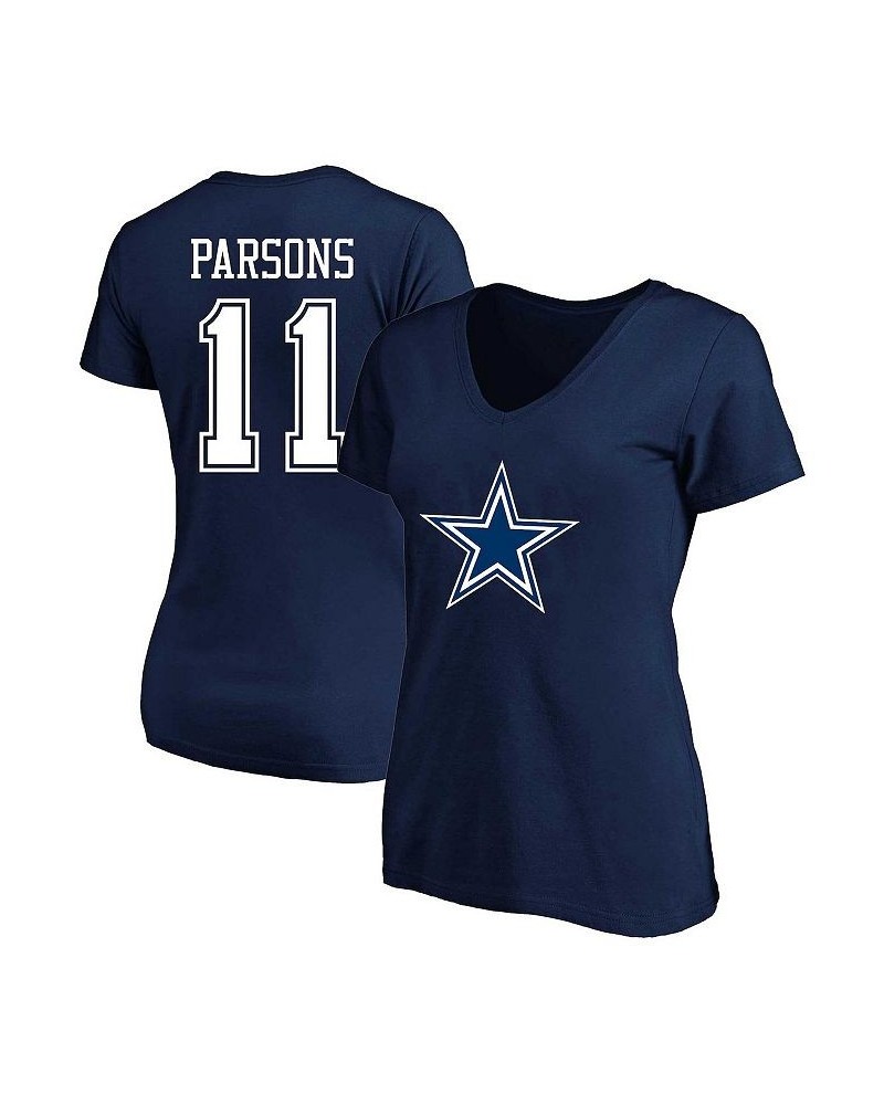 Women's Branded Micah Parsons Navy Dallas Cowboys Plus Size Player Name and Number V-Neck T-shirt Navy $26.51 Tops