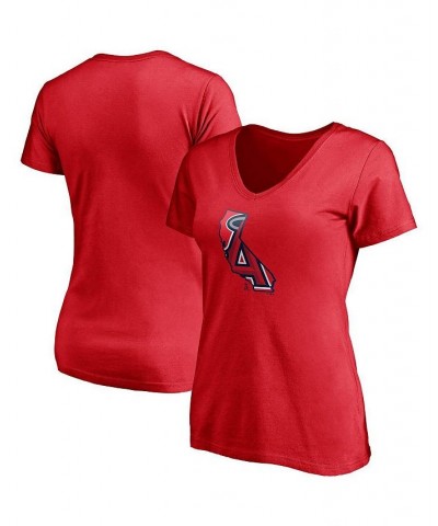 Women's Red Los Angeles Angels Hometown V-Neck T-shirt $22.79 Tops