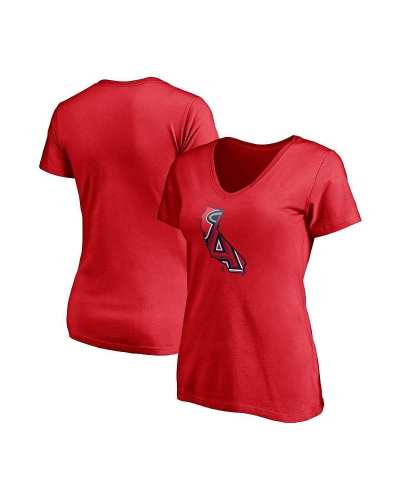 Women's Red Los Angeles Angels Hometown V-Neck T-shirt $22.79 Tops