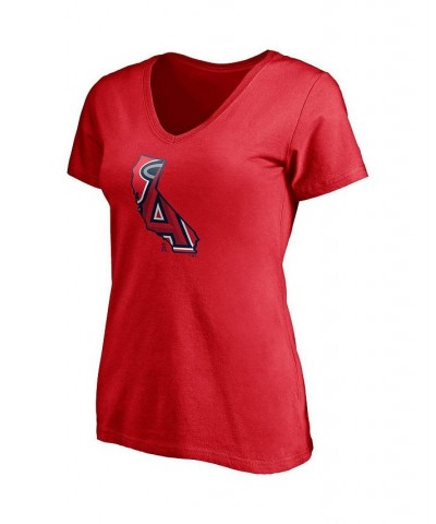 Women's Red Los Angeles Angels Hometown V-Neck T-shirt $22.79 Tops