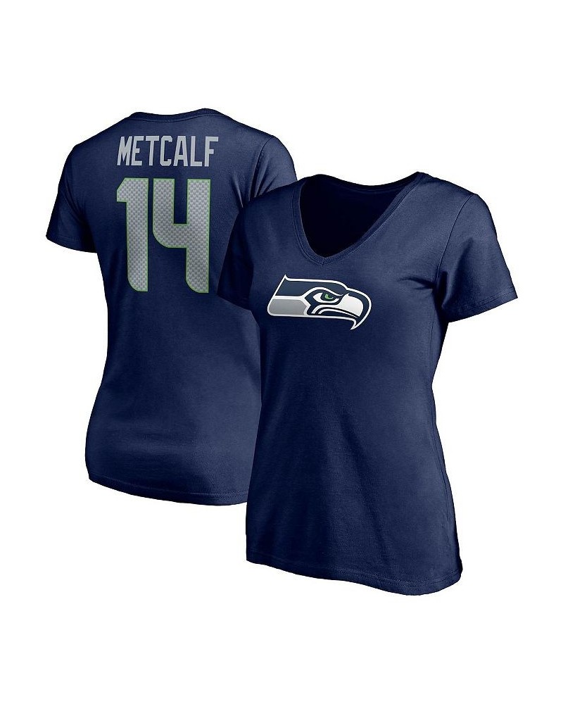 Women's Branded DK Metcalf College Navy Seattle Seahawks Player Icon Name Number V-Neck T-shirt Navy $15.54 Tops