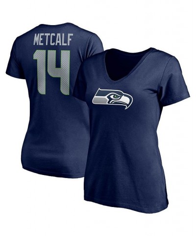 Women's Branded DK Metcalf College Navy Seattle Seahawks Player Icon Name Number V-Neck T-shirt Navy $15.54 Tops