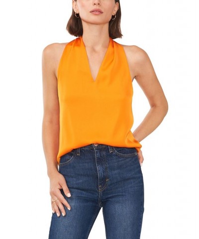 Women's V-neck Halter Top Orange $36.34 Tops