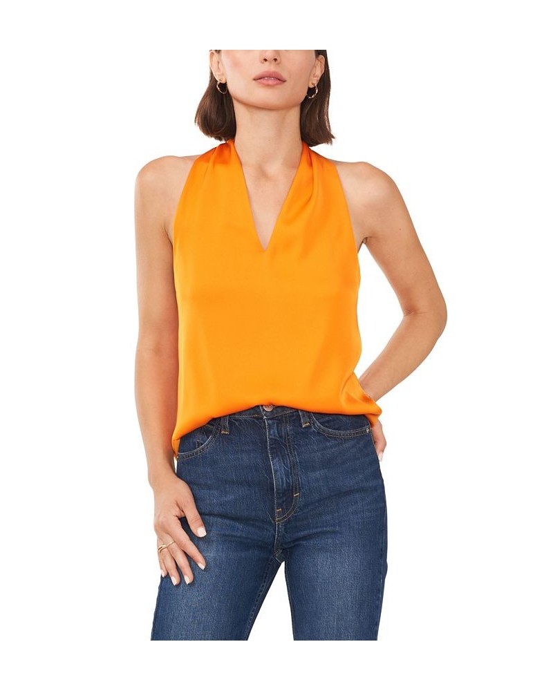 Women's V-neck Halter Top Orange $36.34 Tops