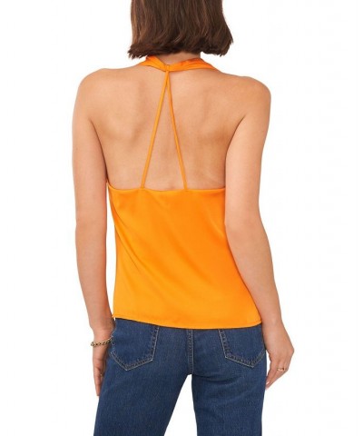 Women's V-neck Halter Top Orange $36.34 Tops